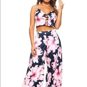 Blue Floral Pant Set